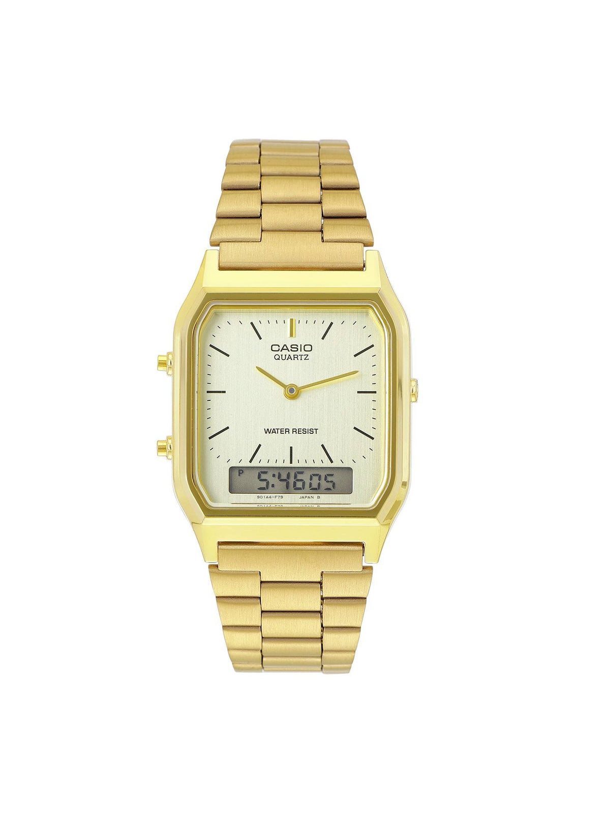 Unisex Vintage Cream Dial Analog & Digital Stainless Steel Watch - AQ-230GA-9DMQD | W92 - view 1