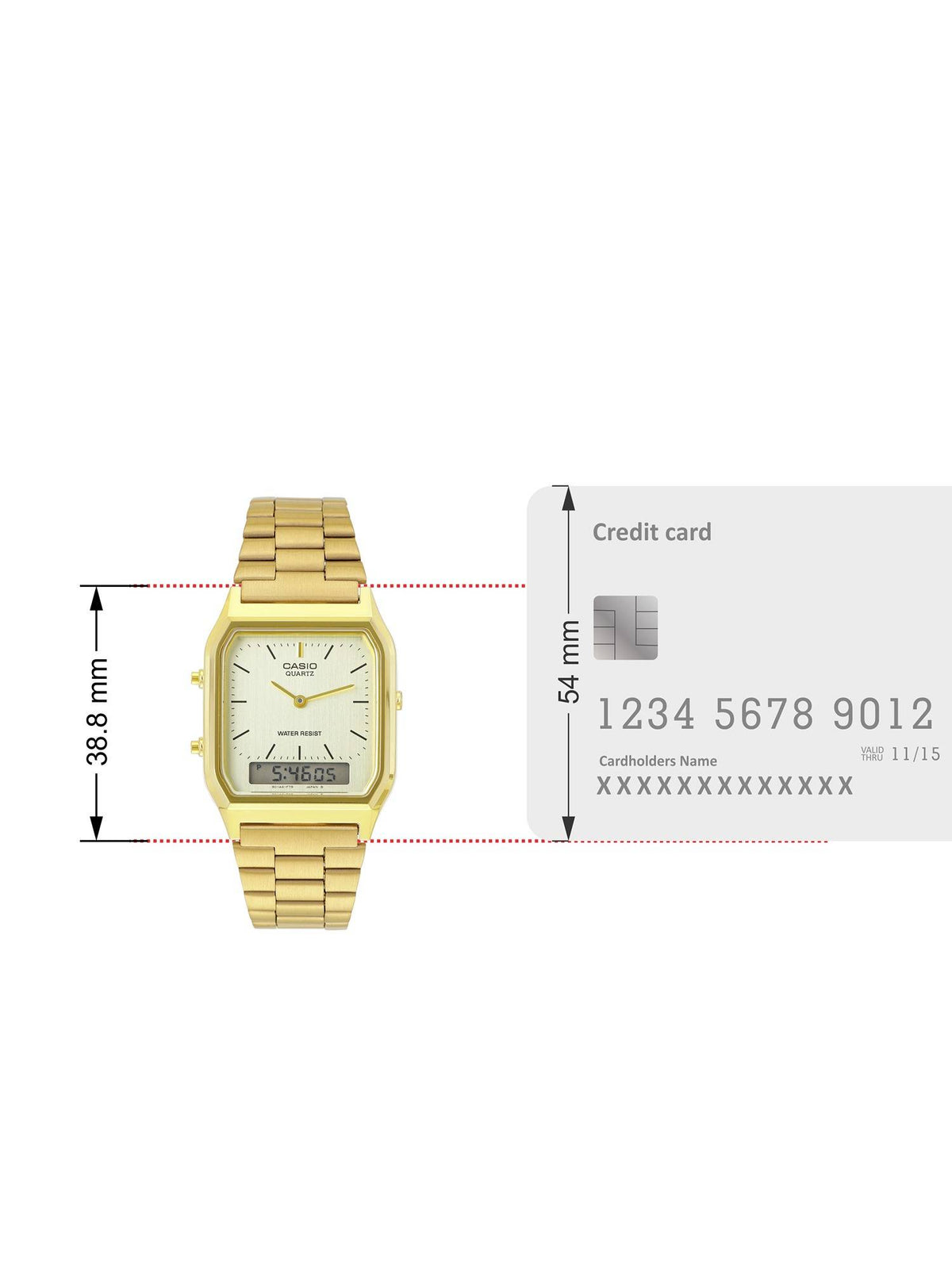 Unisex Vintage Cream Dial Analog & Digital Stainless Steel Watch - AQ-230GA-9DMQD | W92 - view 2