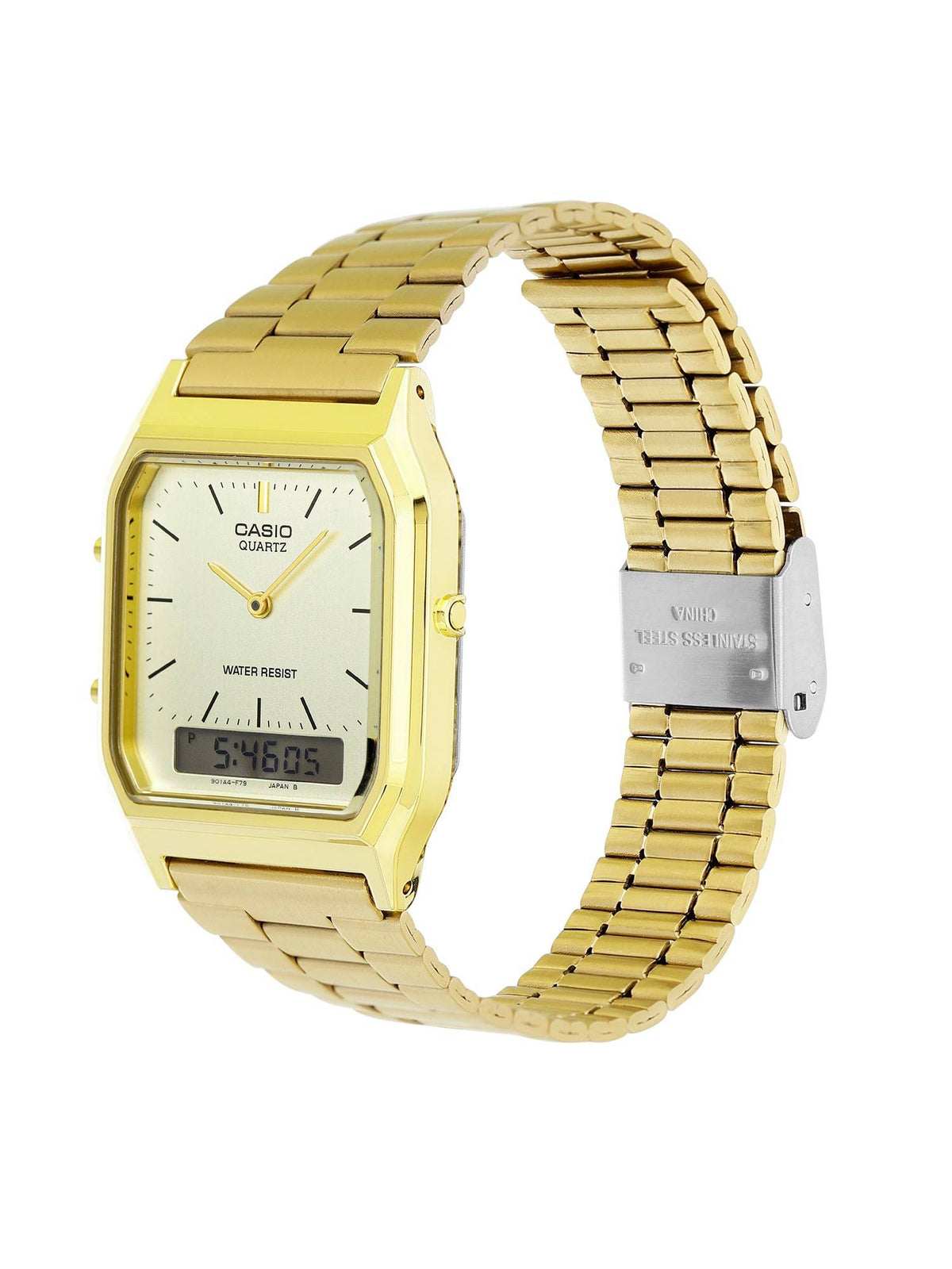 Unisex Vintage Cream Dial Analog & Digital Stainless Steel Watch - AQ-230GA-9DMQD | W92 - view 3