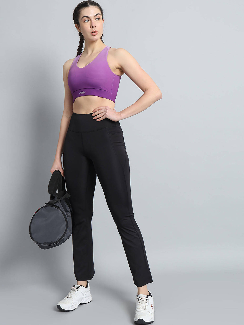 Grey Gradient Women Lightly Padded Ombre Dry-Fit Workout Bra | sb09 - view 21