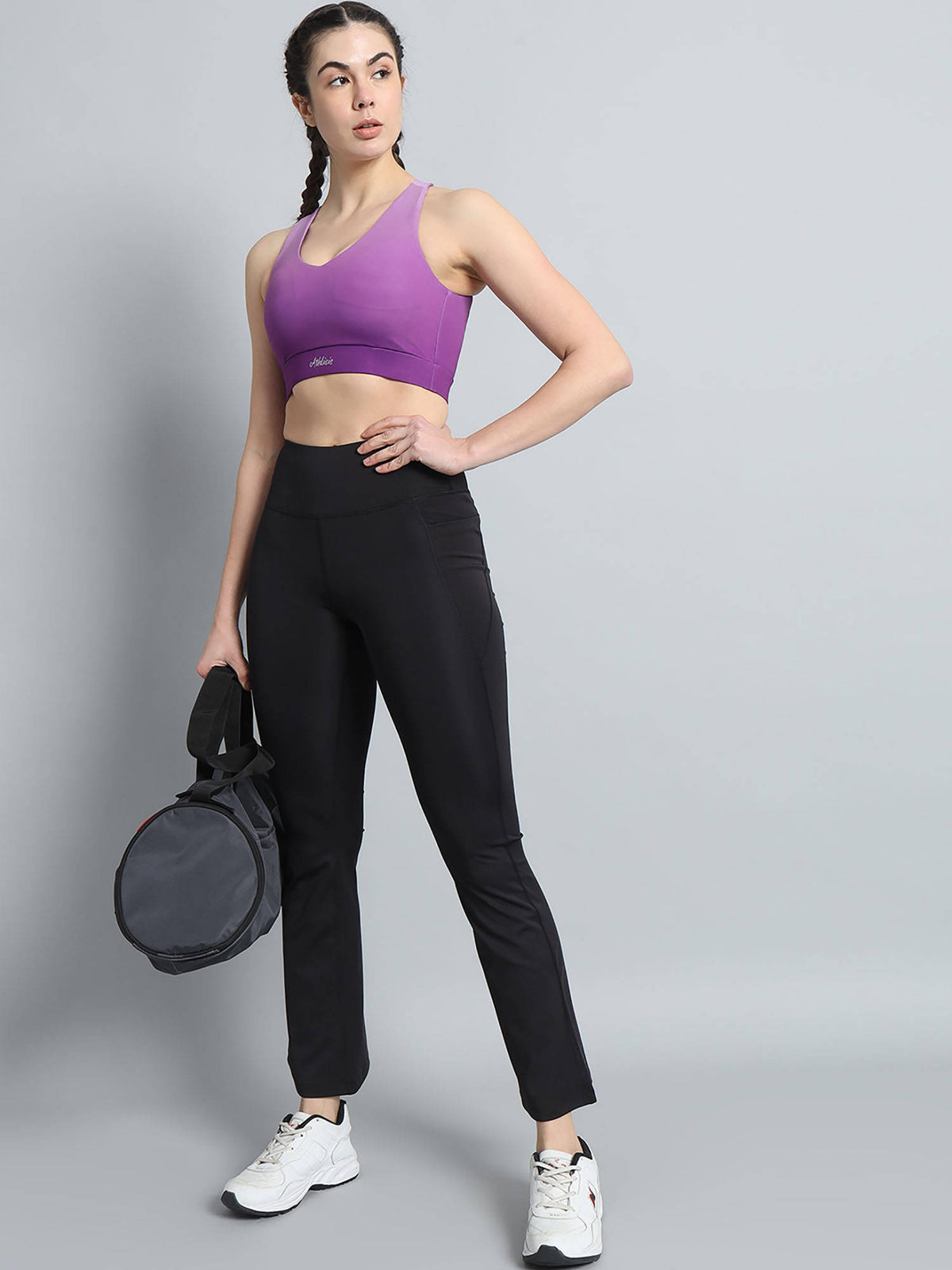 Grey Gradient Women Lightly Padded Ombre Dry-Fit Workout Bra | sb09 - view 21