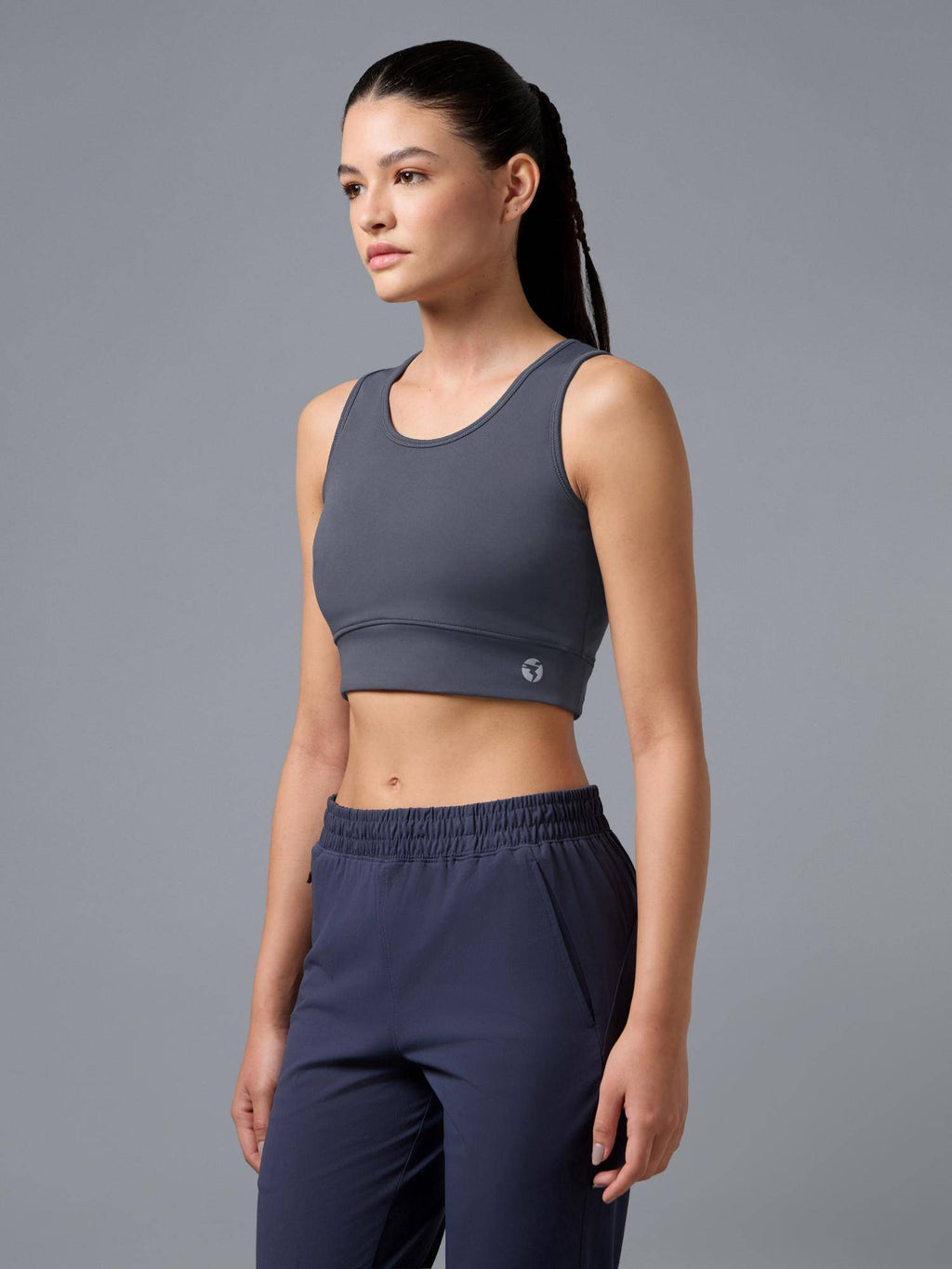 Womens Grey Slim Fit Elasto Plus Workout Support Sports Bra | sb09 - view 3