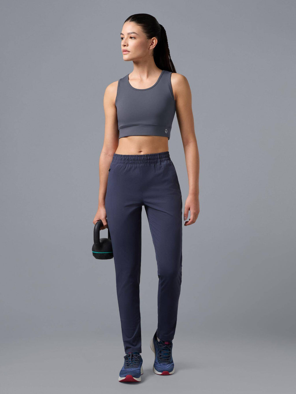 Womens Grey Slim Fit Elasto Plus Workout Support Sports Bra | sb09 - view 6