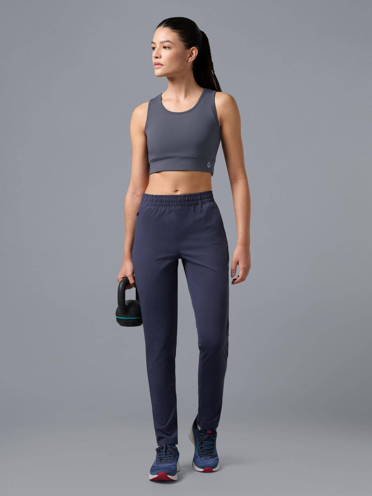 Womens Grey Slim Fit Elasto Plus Workout Support Sports Bra | sb09 - view 6