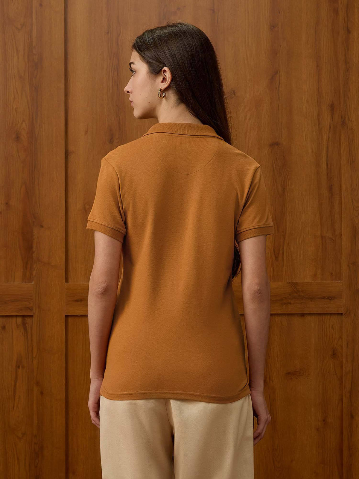 Orange Solid Regular Fit Polo T-Shirt | PW43 - view 12