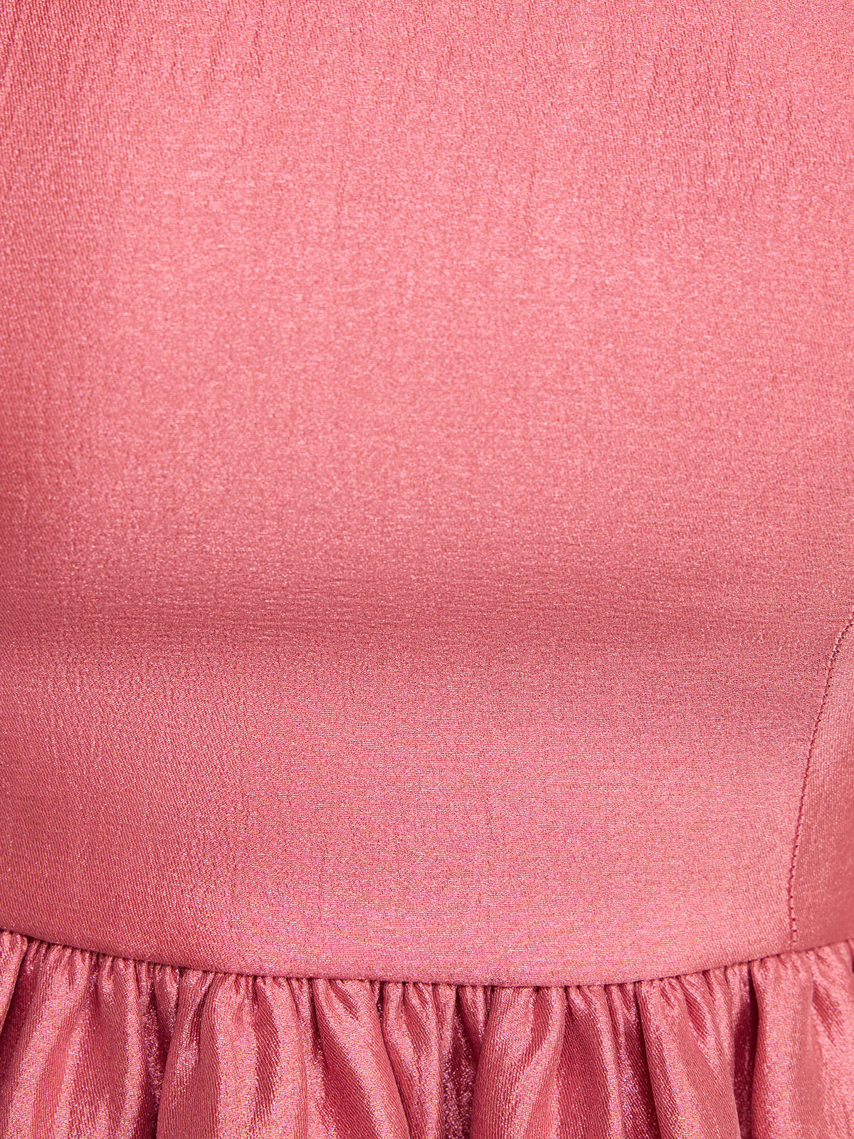 Pink Tube Neck Smocked Shimmer Detail Peplum Crop Top | pt51 - view 6