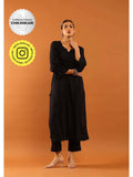 Fenal Modal Chikankari Solid Womens Straight Kurta with Pockets - Black | FY93 - view 1