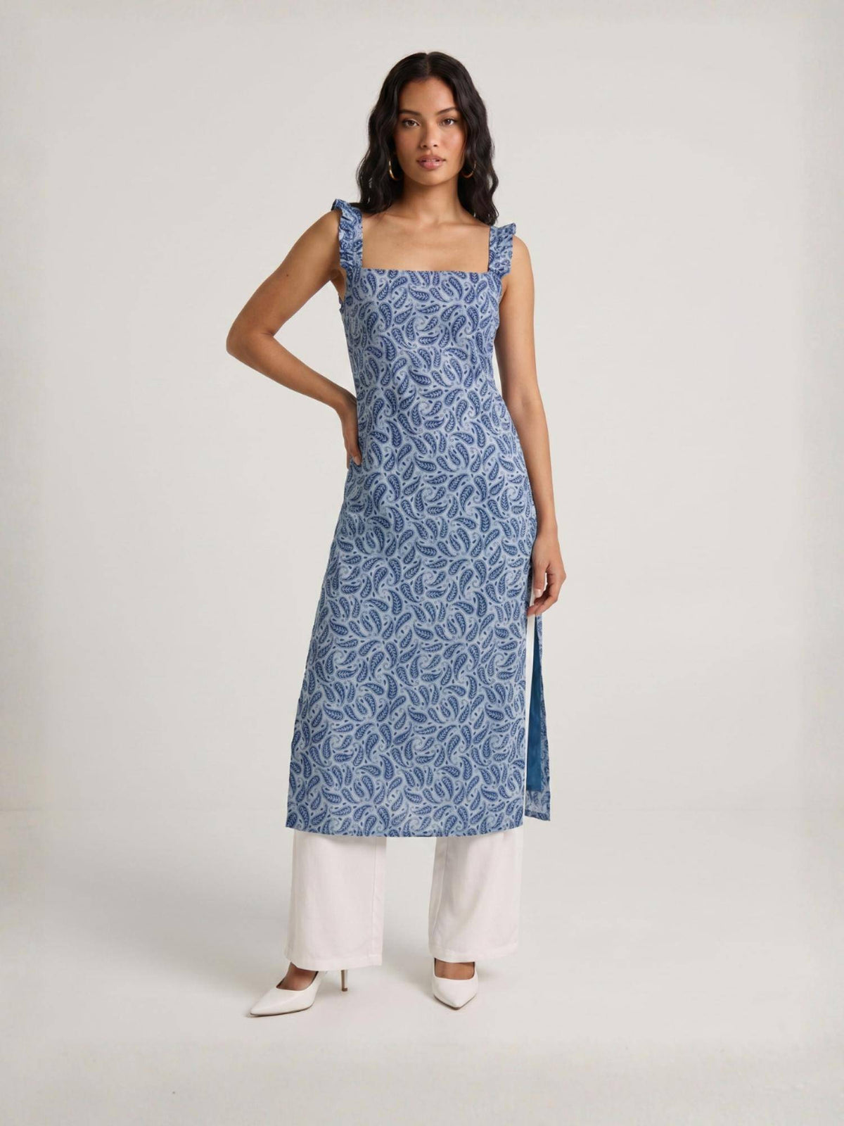 Green Printed Cotton Slim Fit Kurta | U3S - view 14