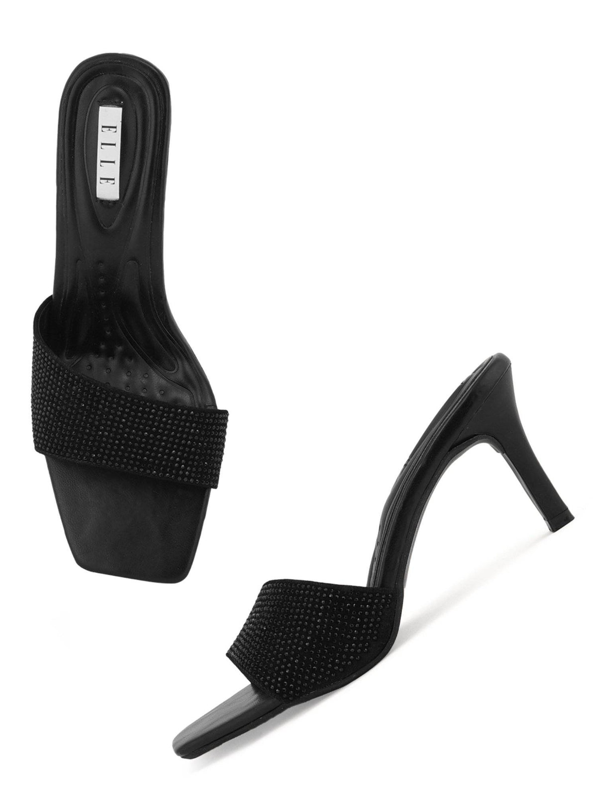 Gold Square Toe Party Wear Heels | H78 - view 9