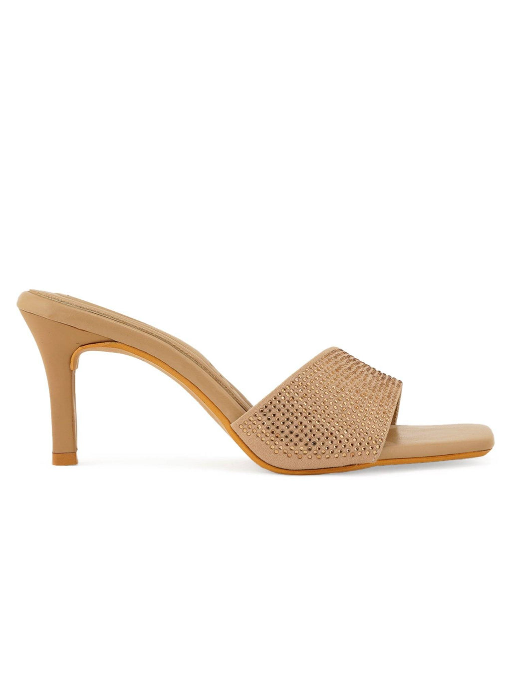 Gold Square Toe Party Wear Heels | H78 - view 5