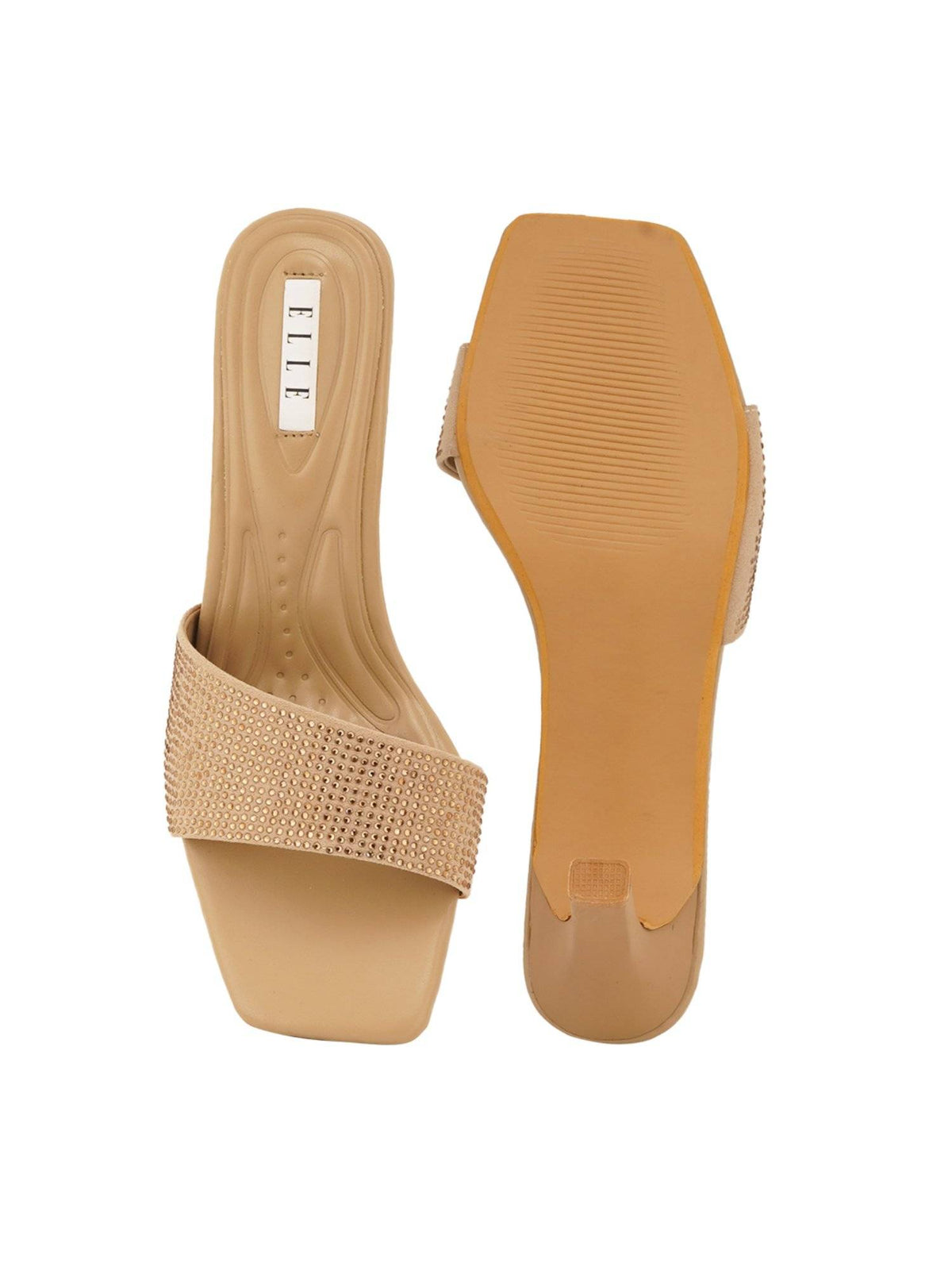 Gold Square Toe Party Wear Heels | H78 - view 6