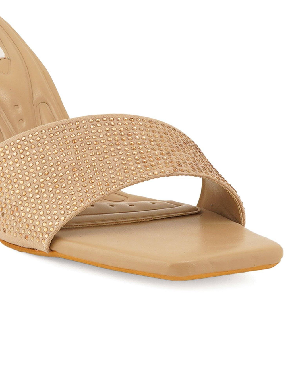 Gold Square Toe Party Wear Heels | H78 - view 7