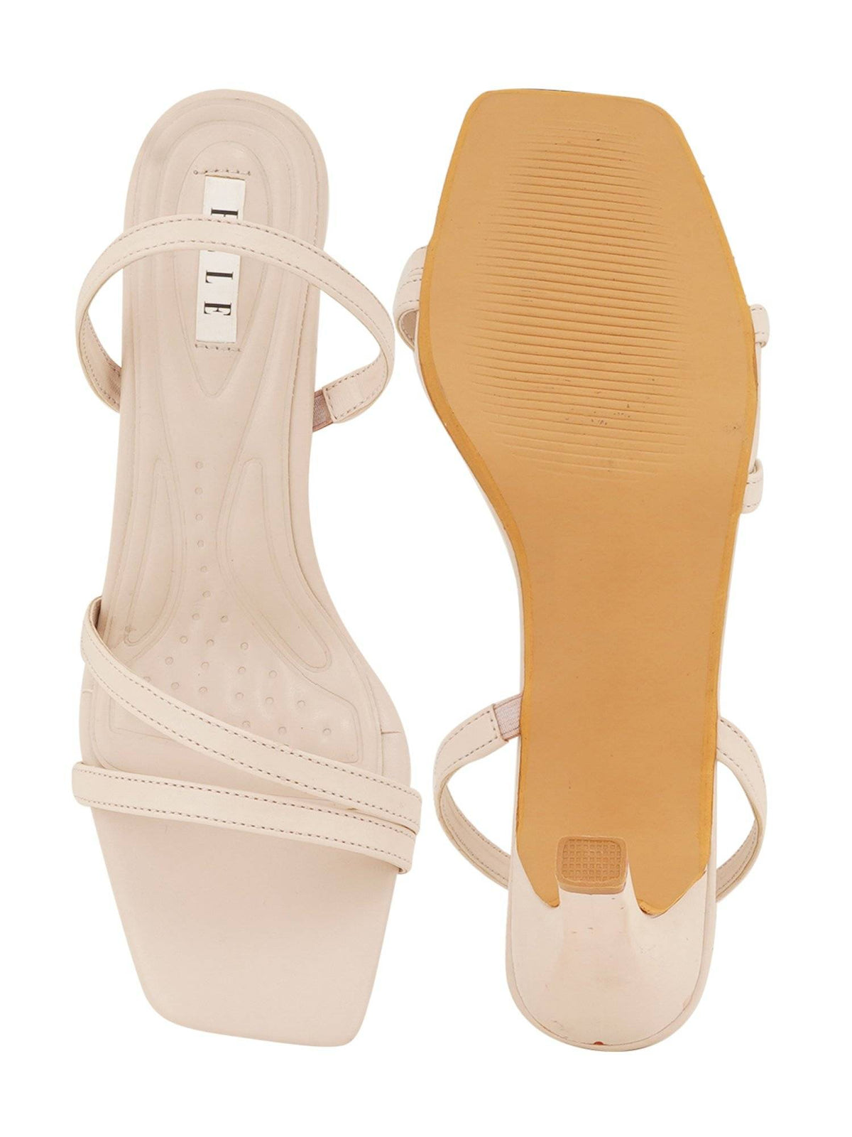 Beige Square Toe Party Wear Heels | H78 - view 6