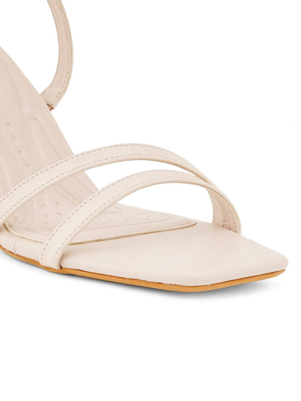 Beige Square Toe Party Wear Heels | H78 - view 7