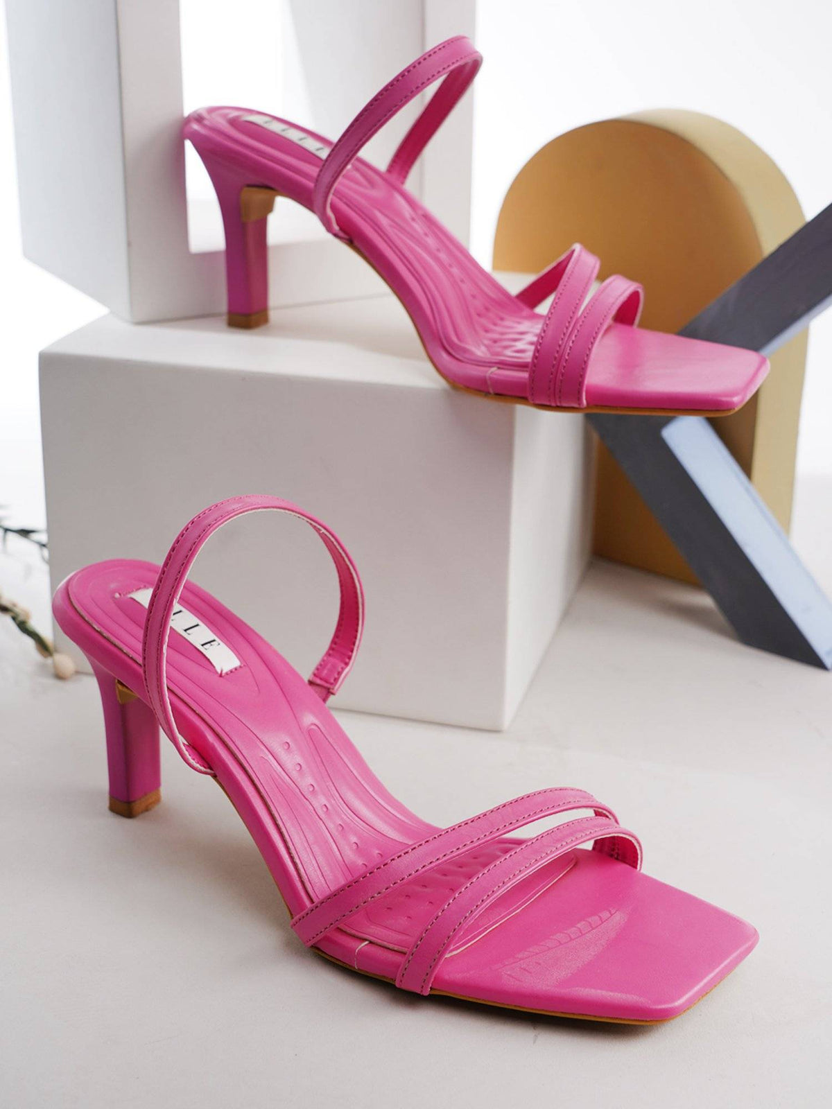 Beige Square Toe Party Wear Heels | H78 - view 8