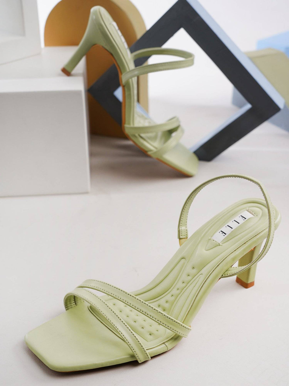 Beige Square Toe Party Wear Heels | H78 - view 22