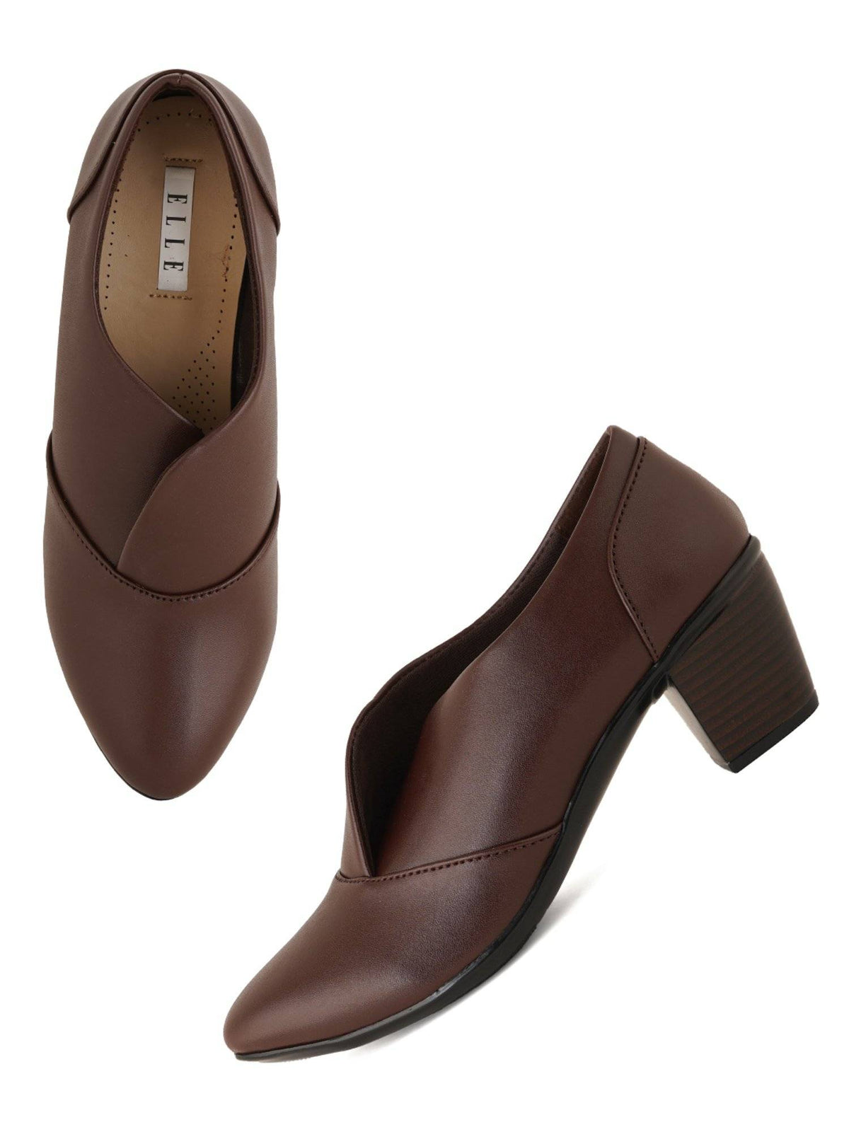 Brown Pointed Toe Party Wear Pumps | H78 - view 7