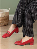 Red Square Toe Party Wear Pumps | H78 - view 1