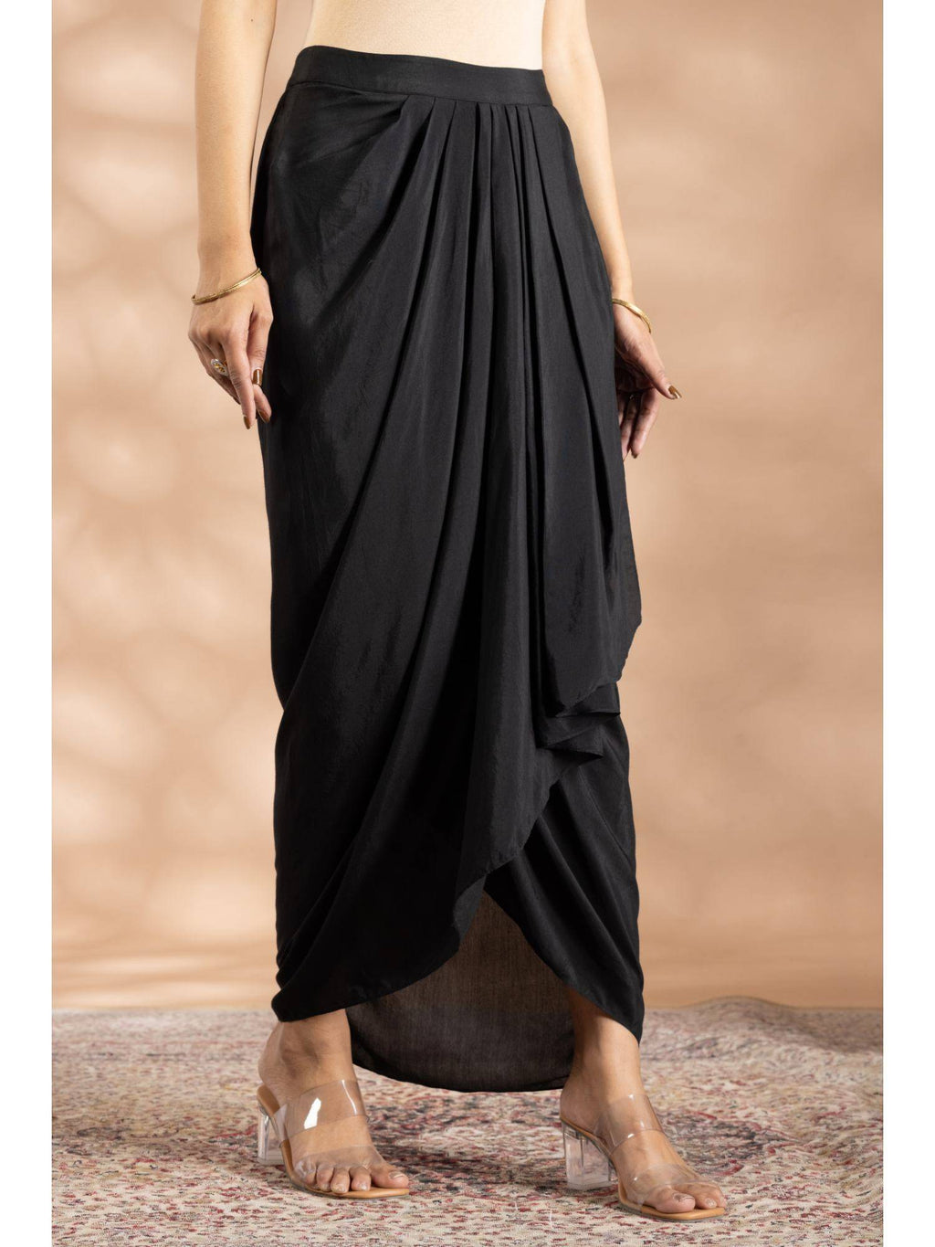 Black Silk Chanderi Embroidered Kurta | FY93 - view 4