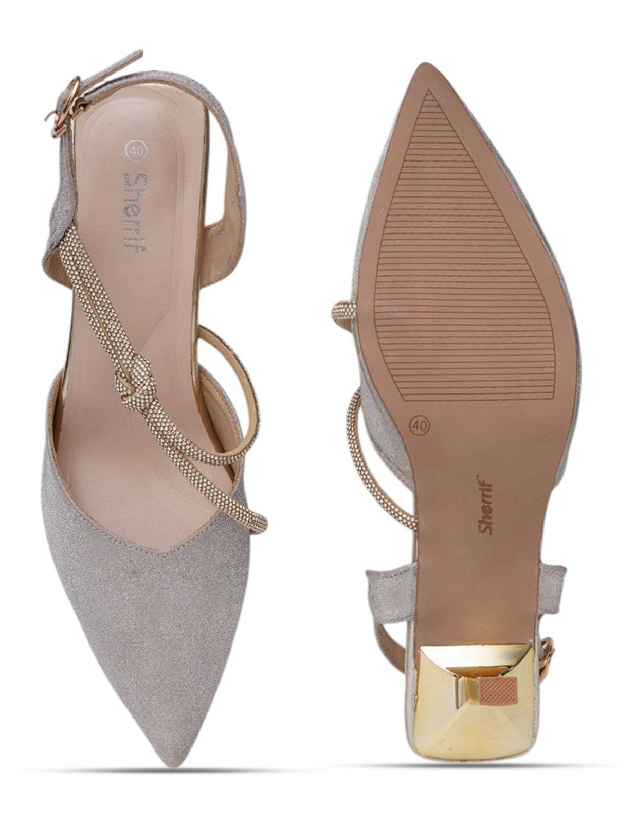 Women Gold Sandal Heels | H78 - view 6