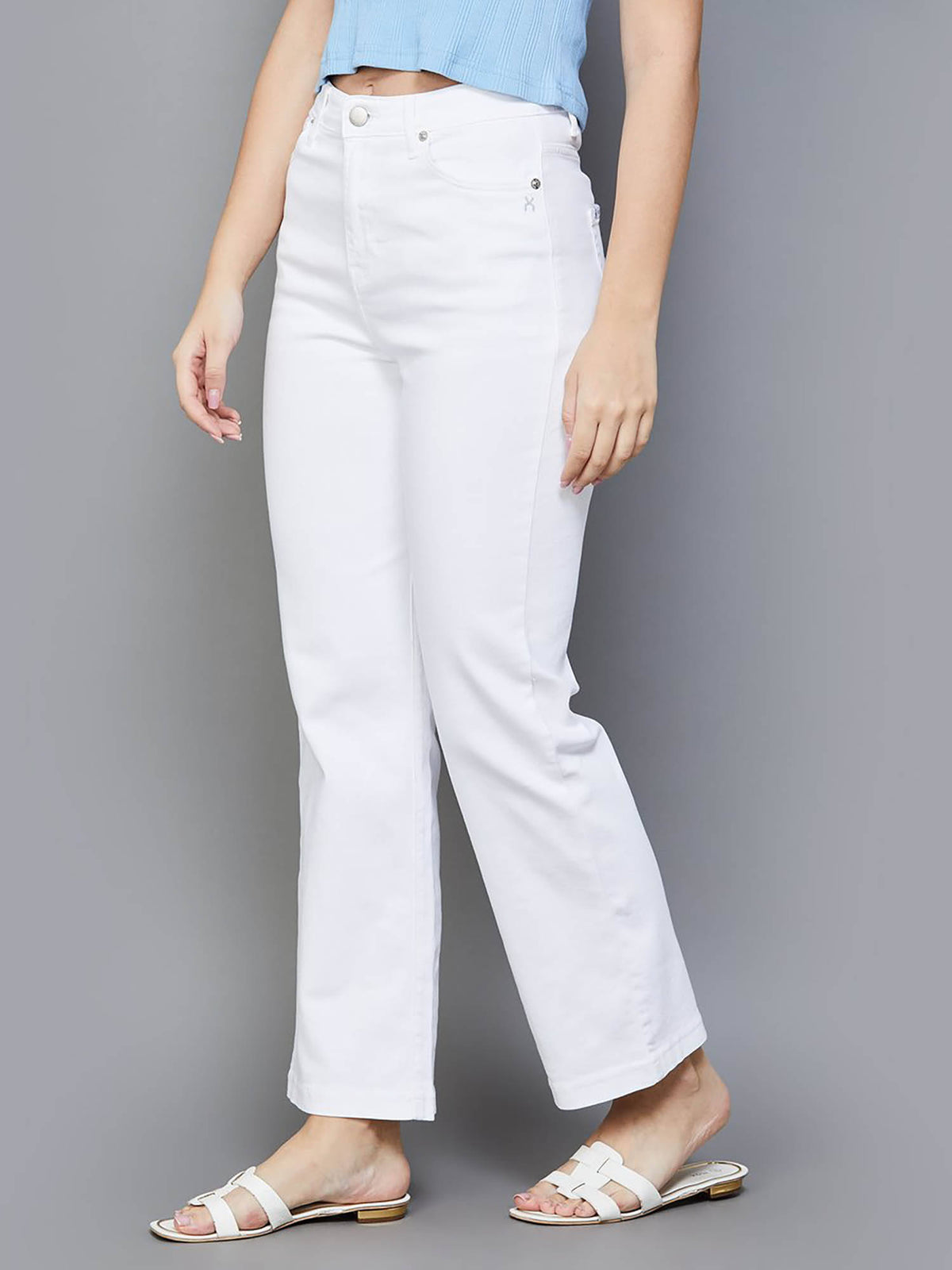 White Solid Straight Fit Jeans | ST23 - view 3