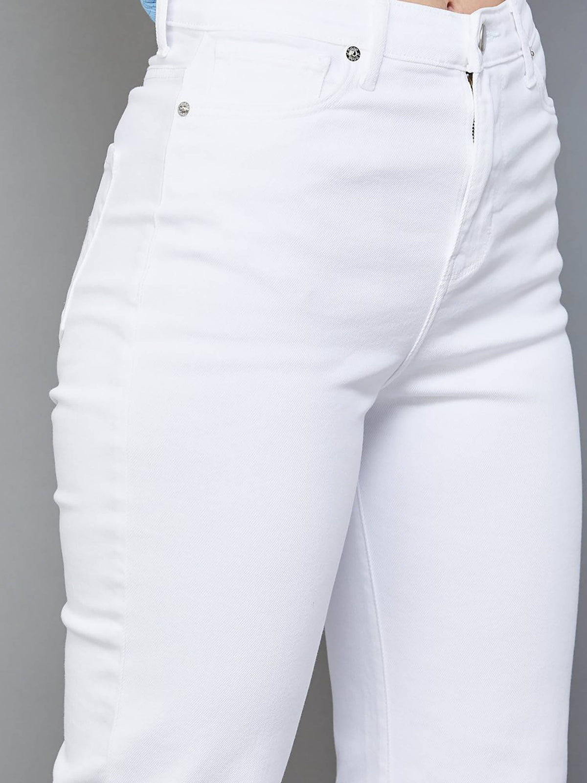 White Solid Straight Fit Jeans | ST23 - view 4