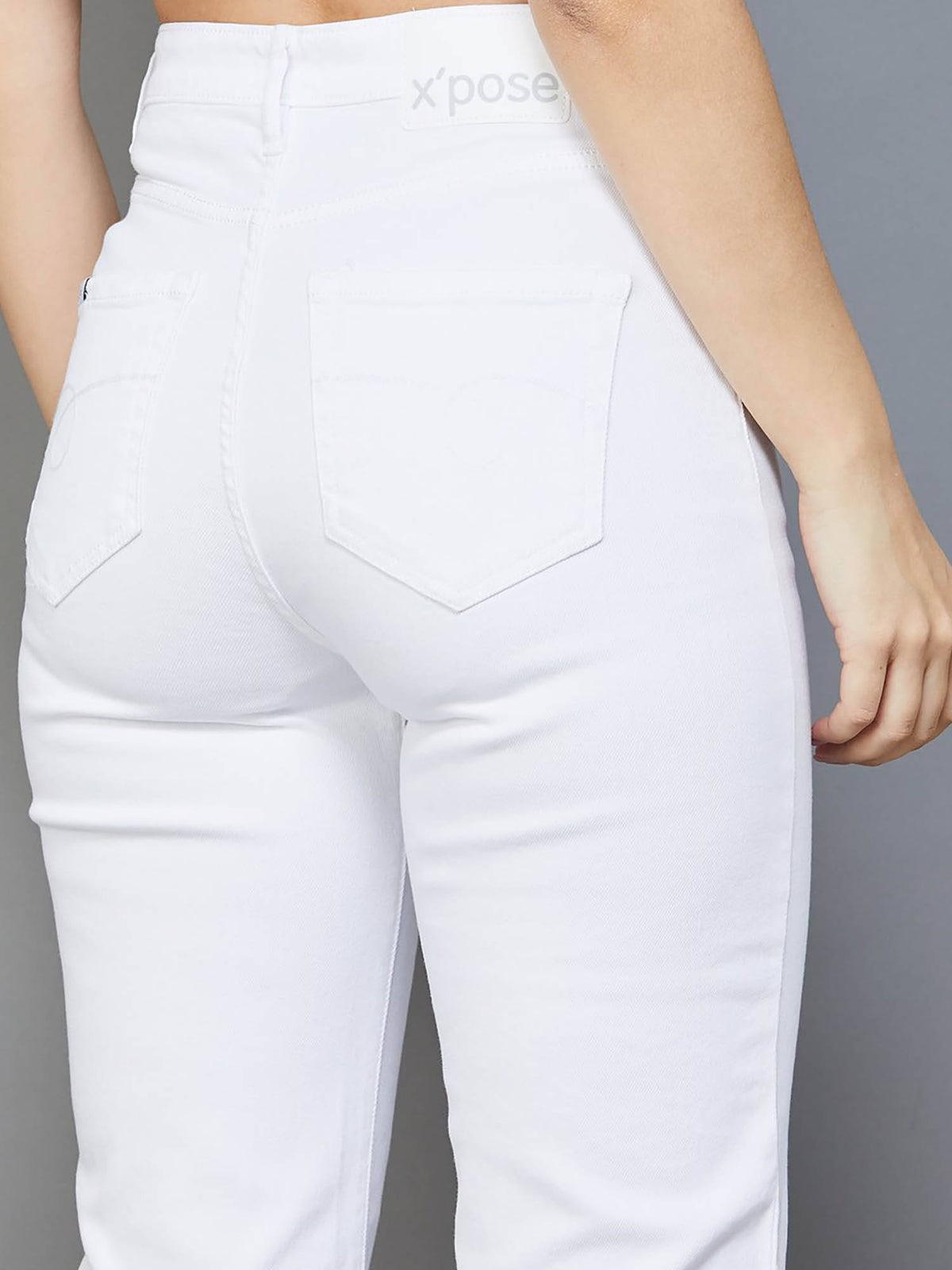 White Solid Straight Fit Jeans | ST23 - view 5