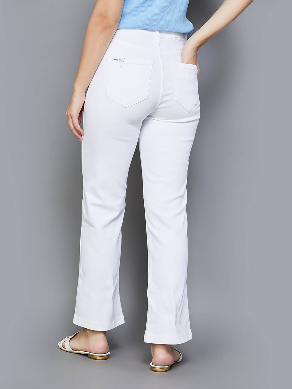 White Solid Straight Fit Jeans | ST23 - view 6