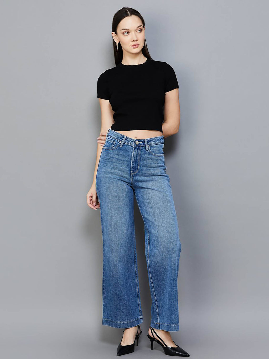 Blue Solid Straight Fit Jeans | ST23 - view 2