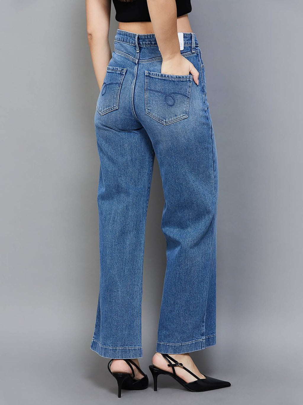 Blue Solid Straight Fit Jeans | ST23 - view 6