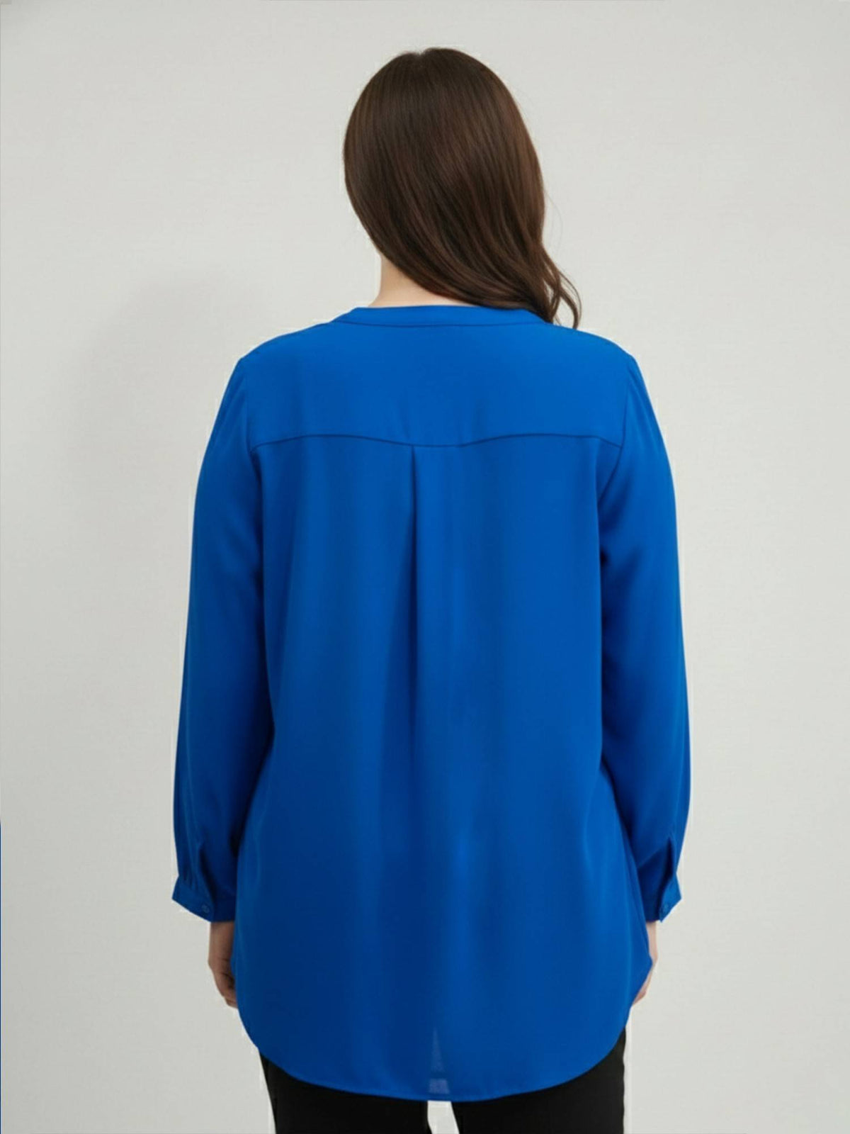 Blue Moss Crepe Mandarin Neck Plain Regular Fit Shirt | S67 - view 2