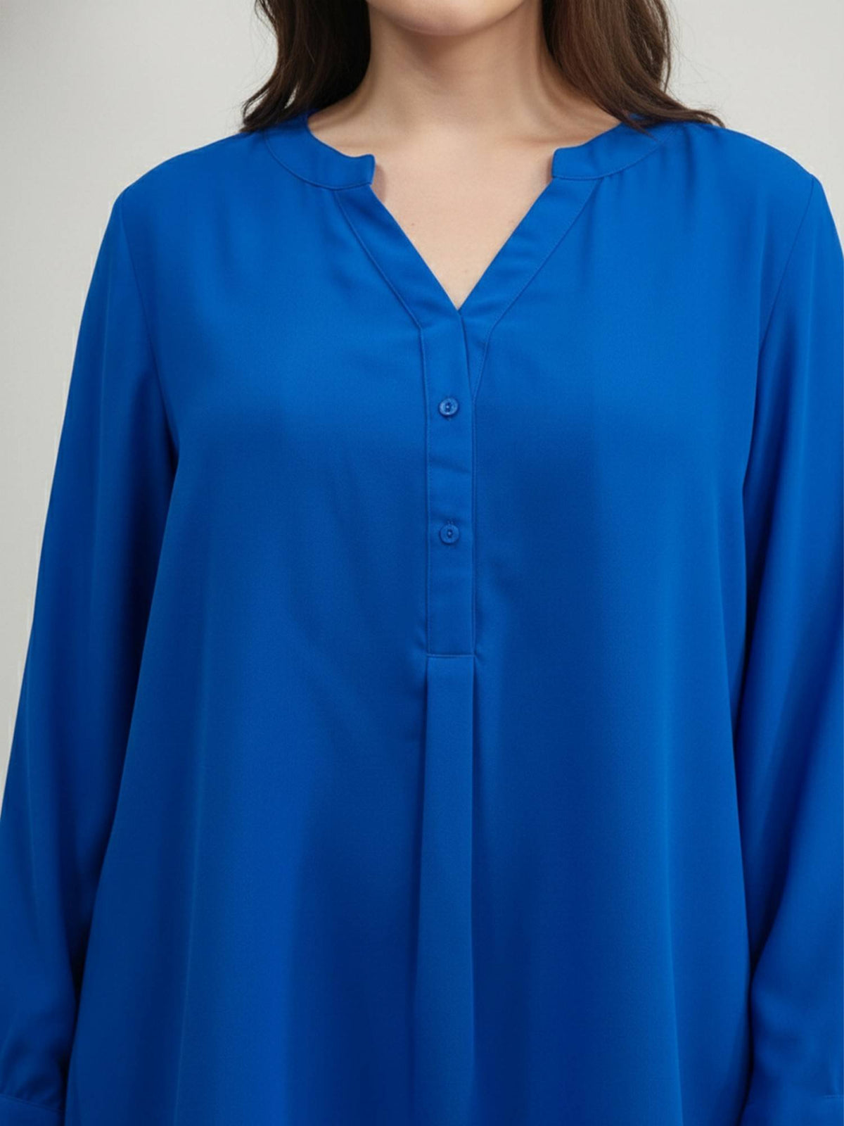 Blue Moss Crepe Mandarin Neck Plain Regular Fit Shirt | S67 - view 3