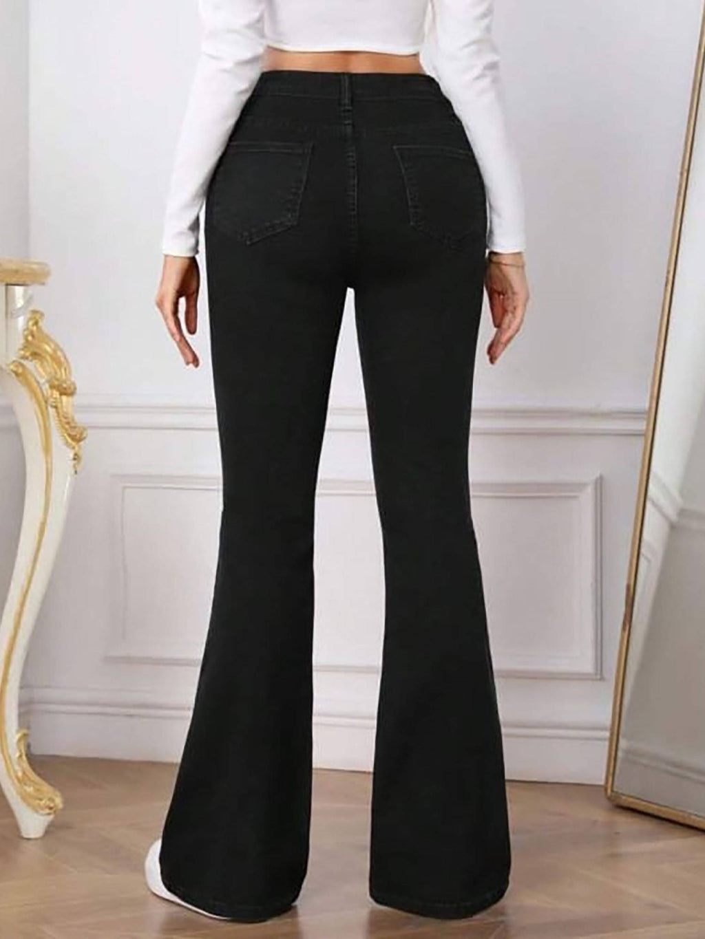 Women Black High-Rise Stretchable Bootcut Flared Jeans | BT10 - view 2