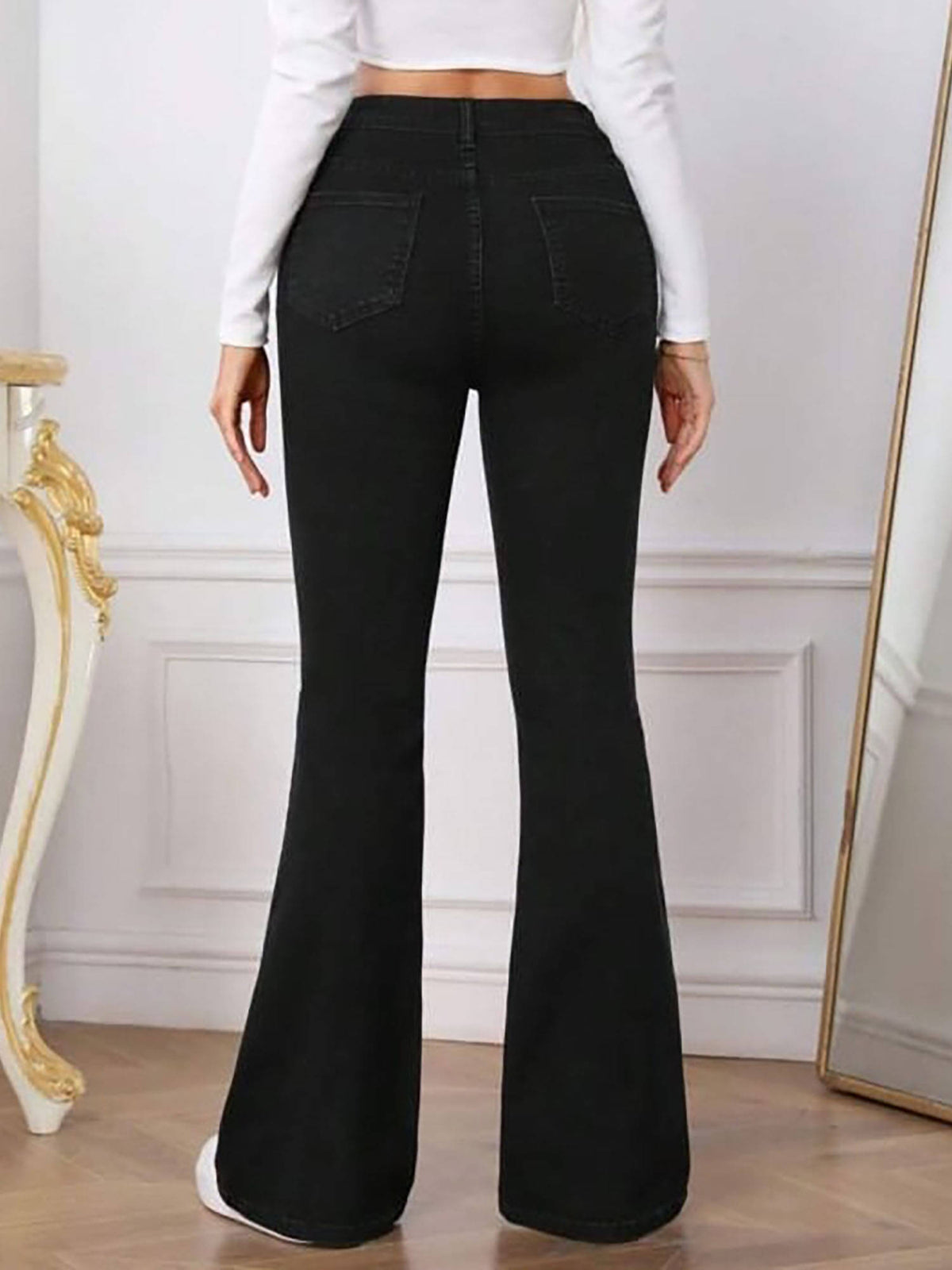 Women Black High-Rise Stretchable Bootcut Flared Jeans | BT10 - view 2