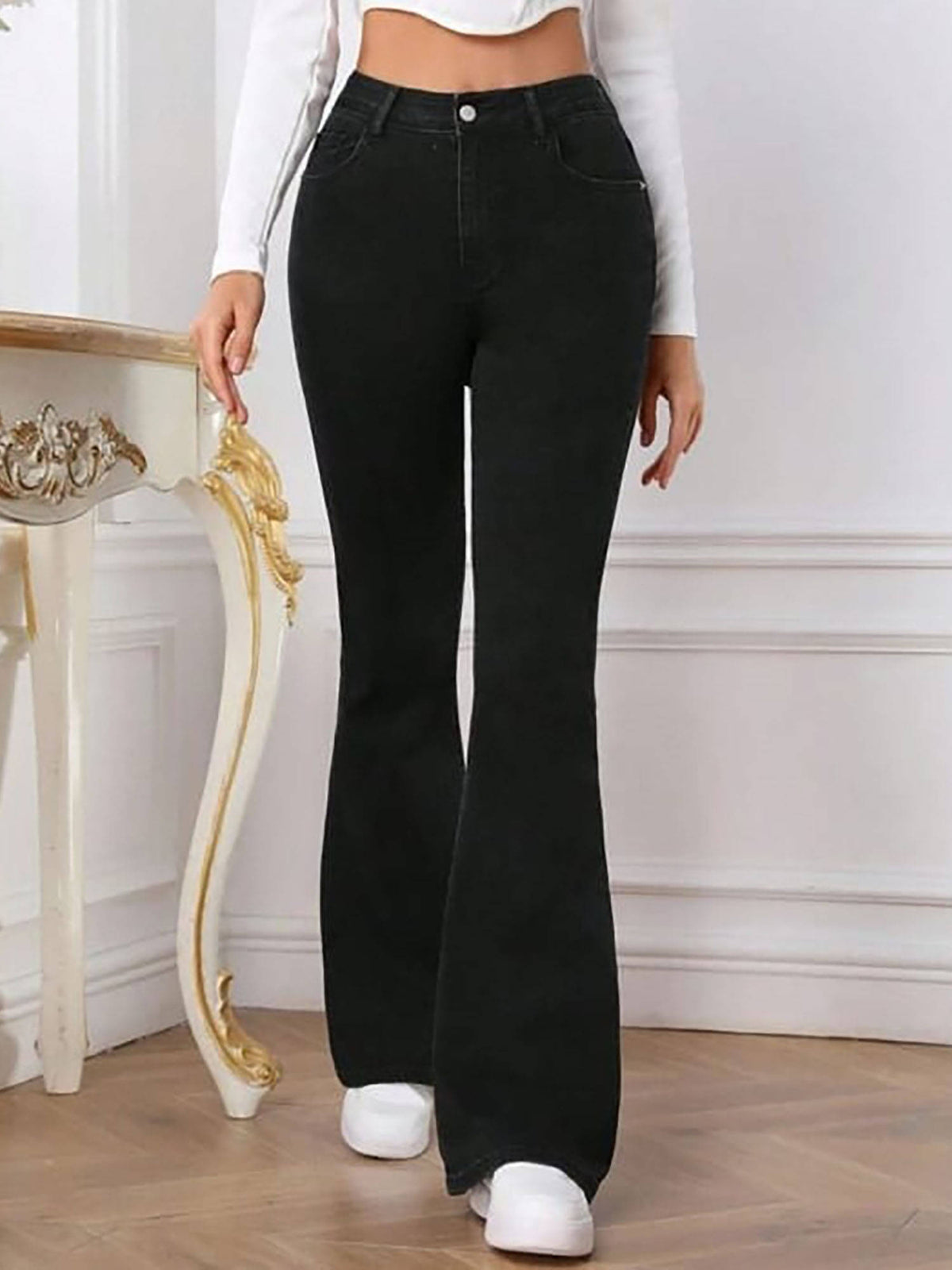 Women Black High-Rise Stretchable Bootcut Flared Jeans | BT10 - view 5