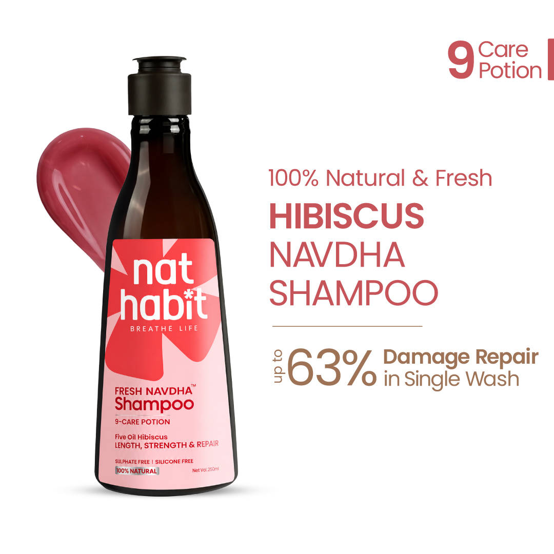 Five Oil Hibiscus Shampoo For Long Thick Hair, Sulphate Free Shampoo For Hair Fall Control | H85 - view 1