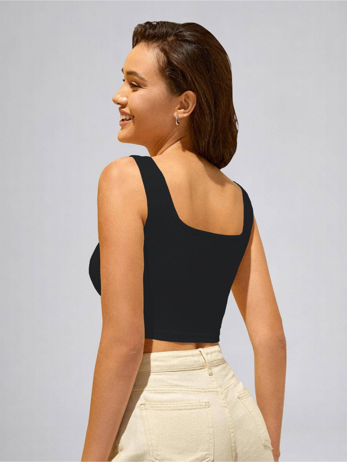 Womens Purple Square Neck Crop Tank Top | CT61 - view 66