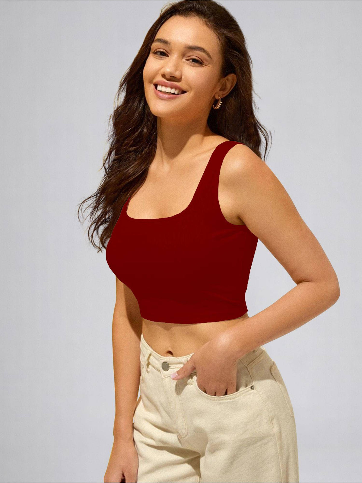 Womens Purple Square Neck Crop Tank Top | CT61 - view 39