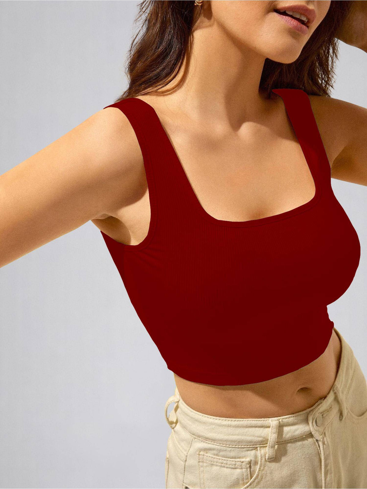 Womens Purple Square Neck Crop Tank Top | CT61 - view 41