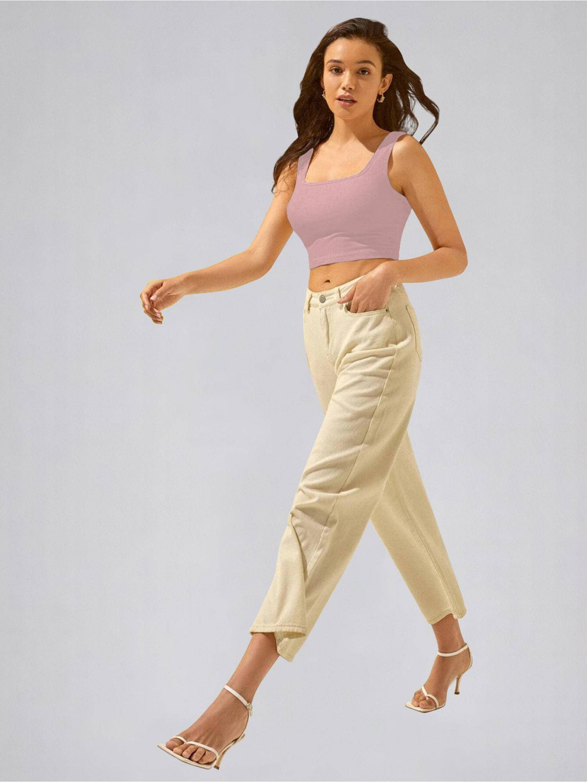 Womens Rust Square Neck Crop Tank Top | CT61 - view 77