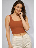 Womens Rust Square Neck Crop Tank Top | CT61 - view 1