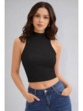 Womens Rust High Neck Sleeveless Crop Top | CT61 - view 7