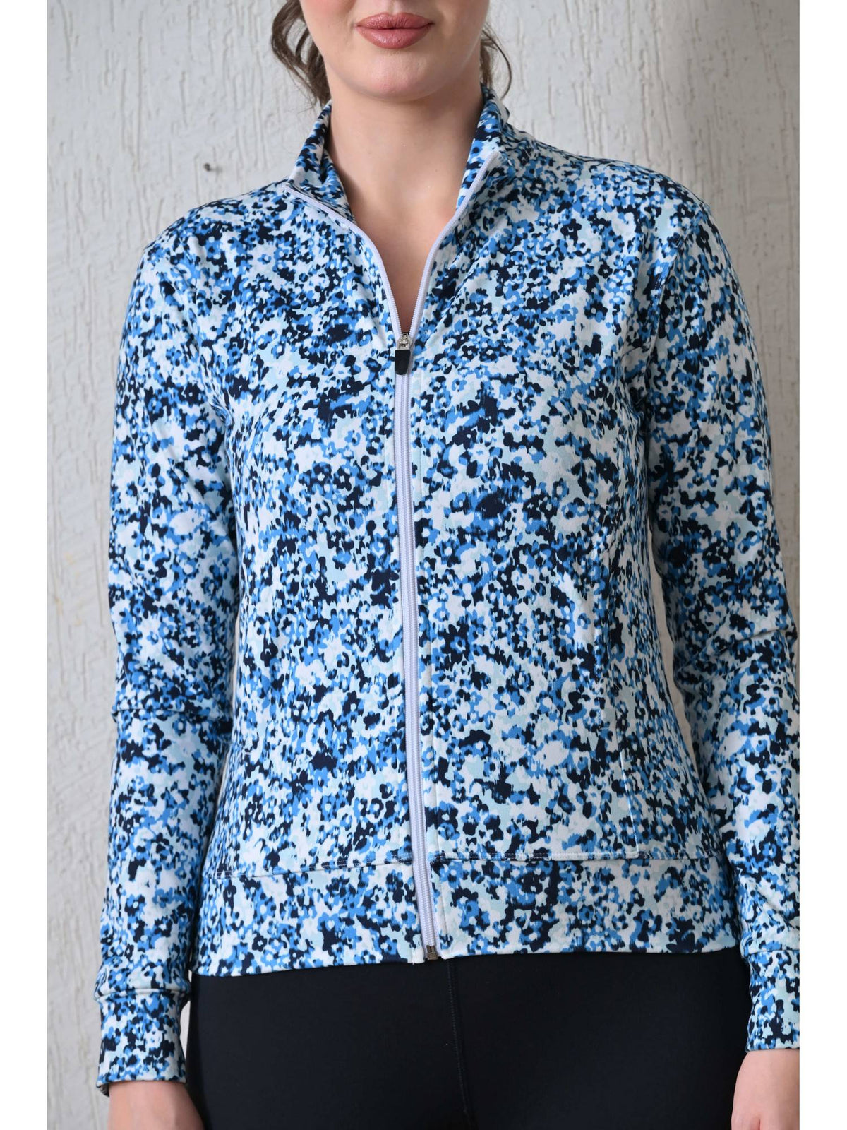 Women Blue High Neck Printed Light Jacket | JK12 - view 5
