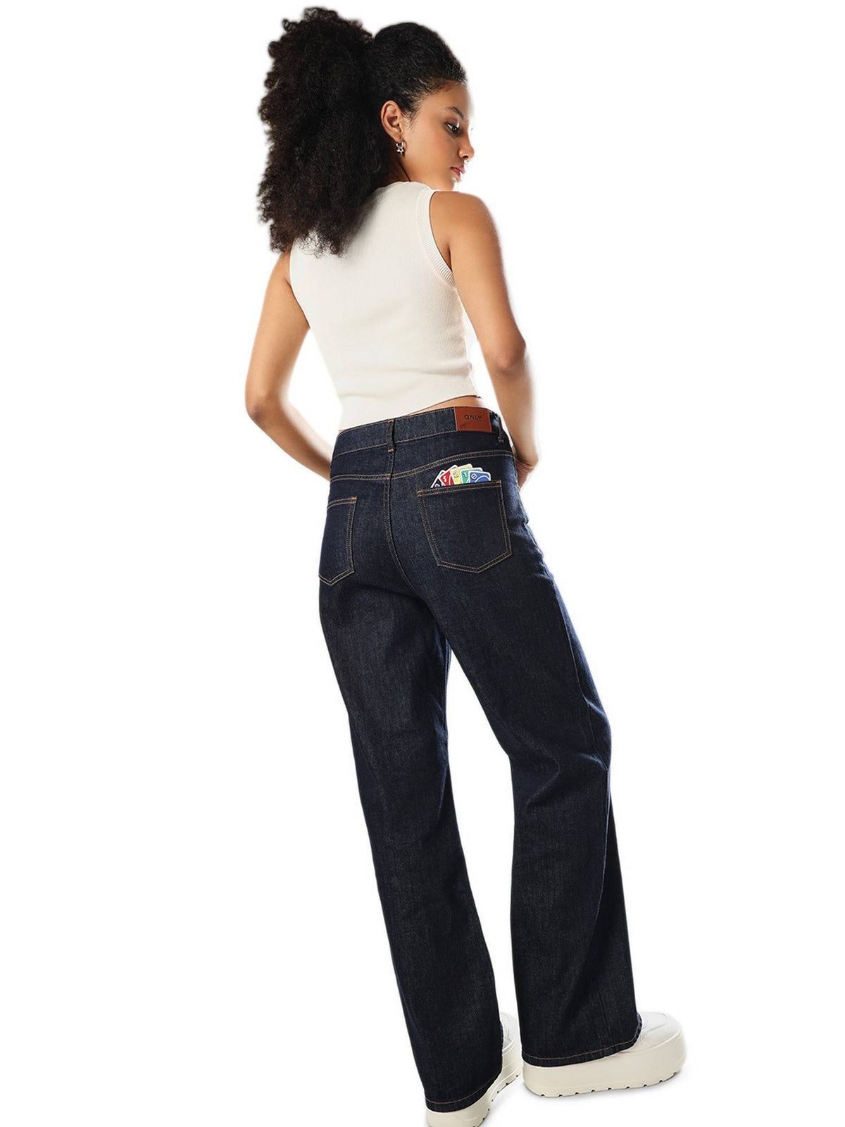 Women's Abstract Print Straight Blue Jeans | O24 - view 2