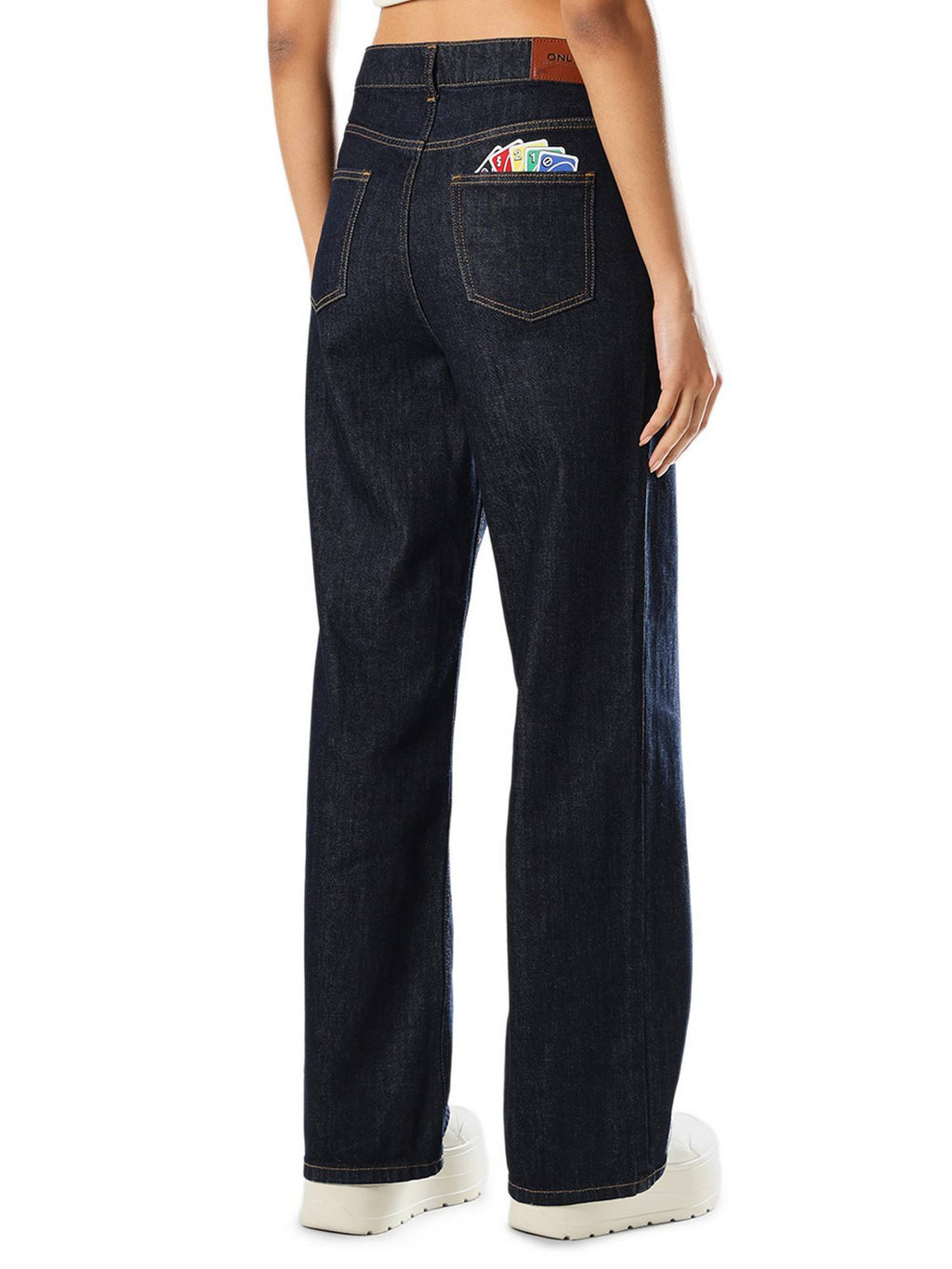 Women's Abstract Print Straight Blue Jeans | O24 - view 7
