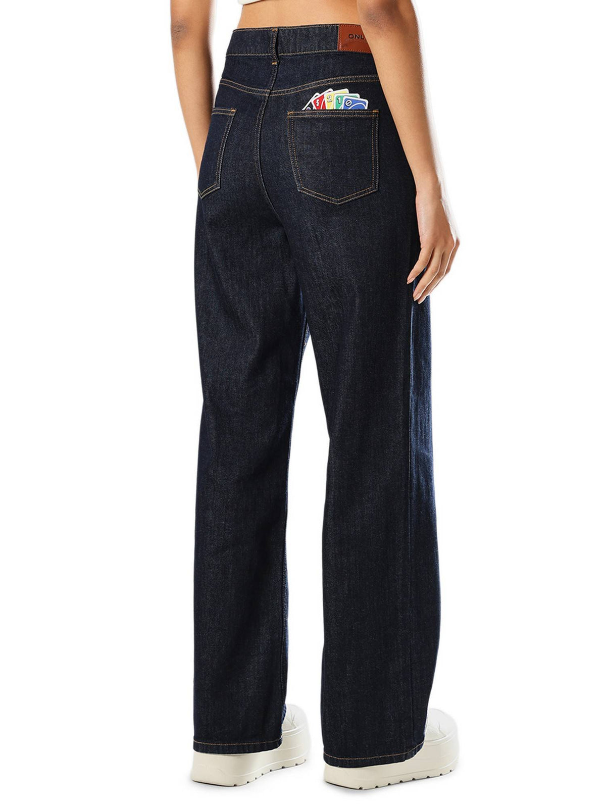 Women's Abstract Print Straight Blue Jeans | O24 - view 7