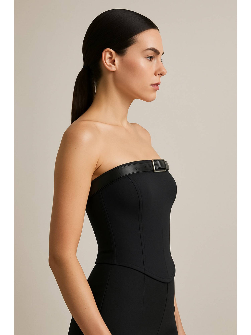 Belted Zipper Up Crop Tube Top | TT90 - view 4