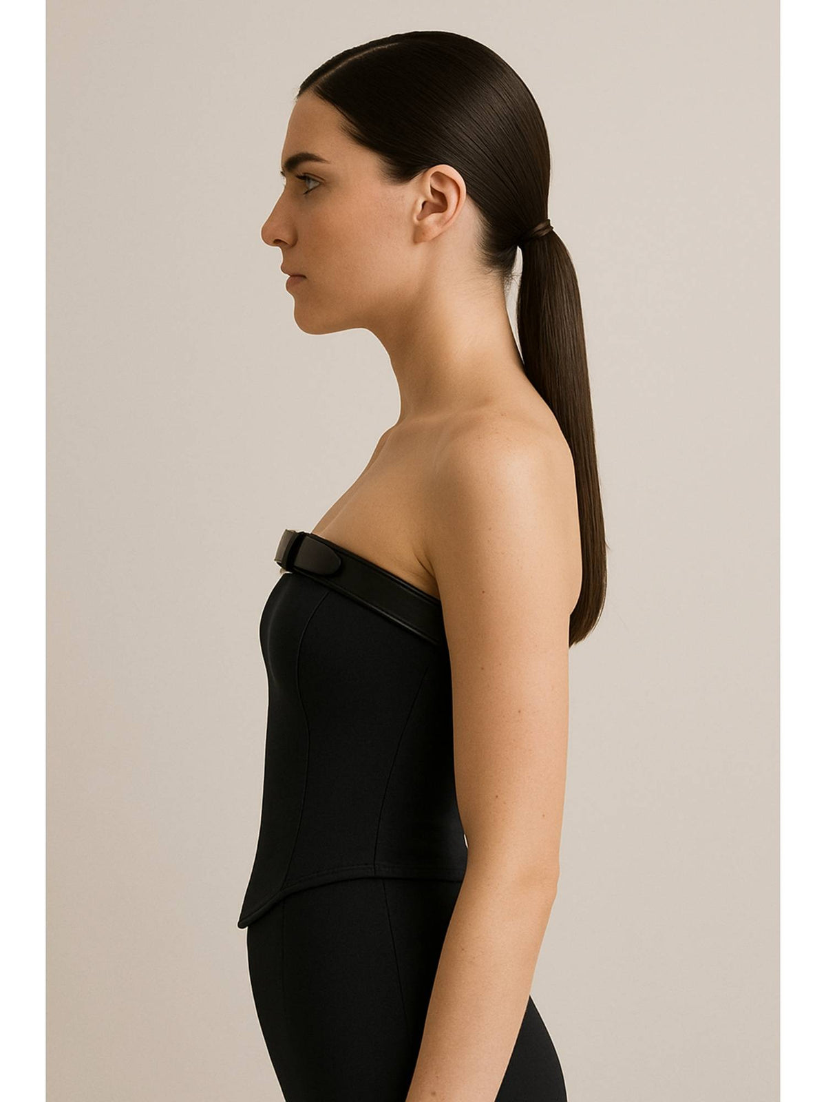 Belted Zipper Up Crop Tube Top | TT90 - view 5