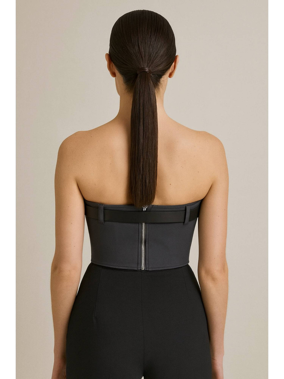 Belted Zipper Up Crop Tube Top | TT90 - view 6