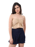 Blue Fitted Solid Strapless Crop Top | TT90 - view 5